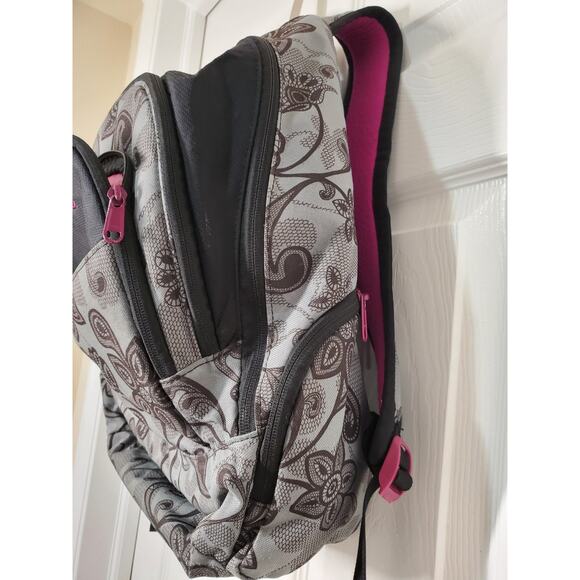 Dakine Laptop Travel Backpack. Gray and Purple Floral - Picture 3 of 10